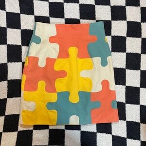 vintage christian francis roth resort collection puzzle piece skirt size 12 rare